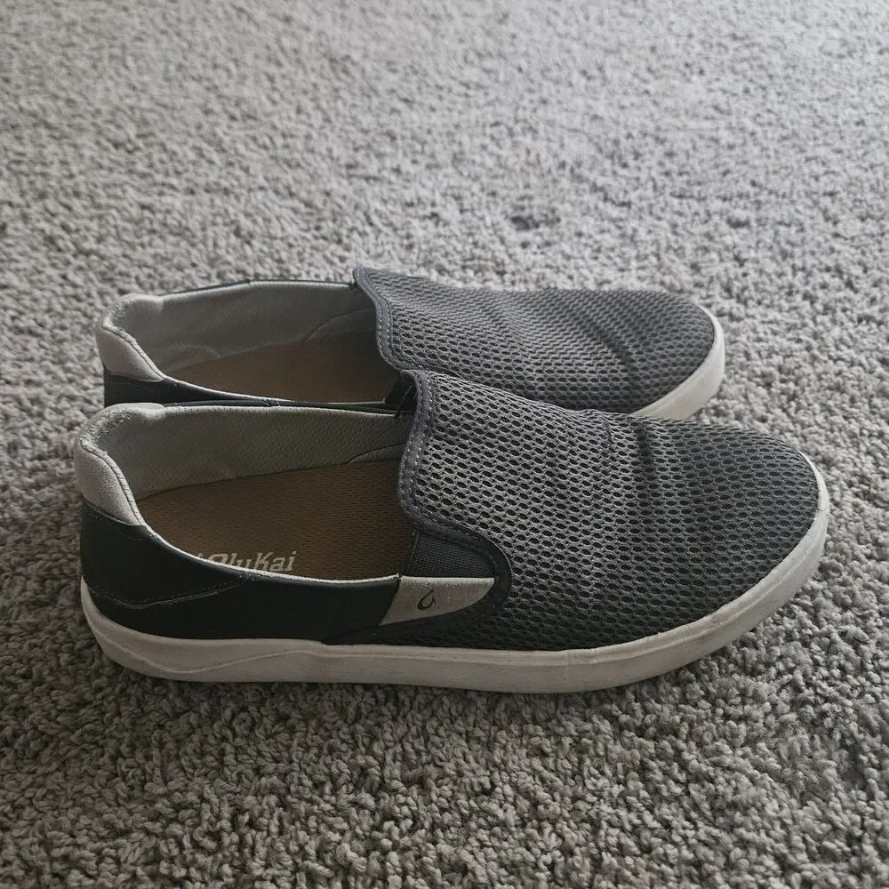Olukai Lae'Ahi Gray Slip On Shoes Sneakers Mens Size 11 Mesh